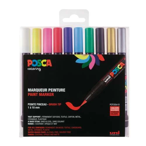 Coffret De 10 Marqueurs Pinceau Posca PCF 350 1 Coffret De 10 Marqueurs Pinceau Posca PCF 350