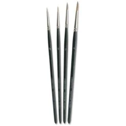 Lot De 4 Pinceaux à Pointe Ronde Gerstaecker En Poil De Martre Rouge